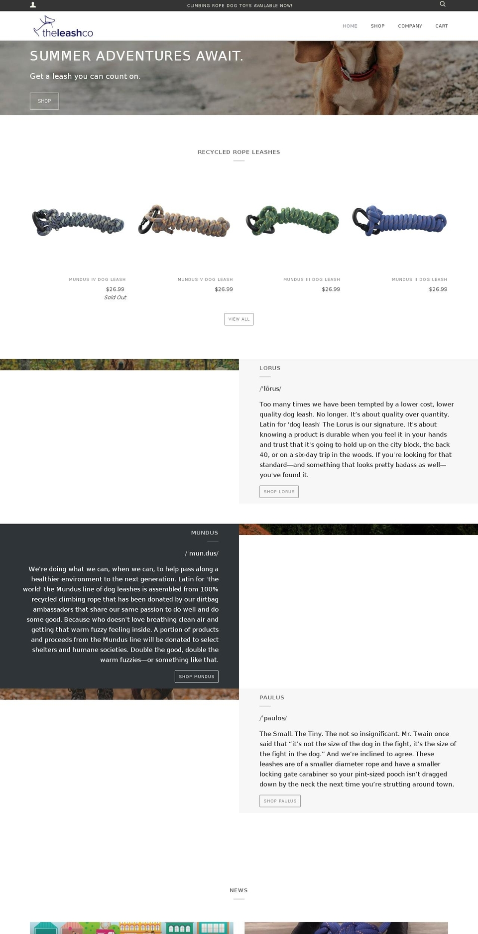 theleashcompany.com — Shopify storefront screenshot