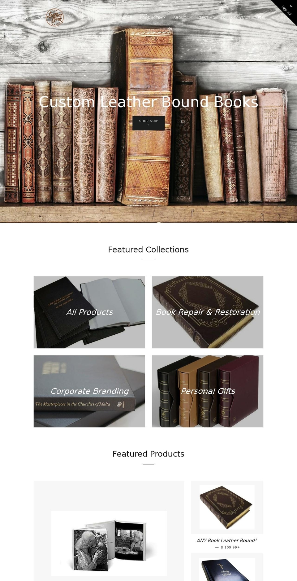 theleatherbooklibrary.com shopify website screenshot