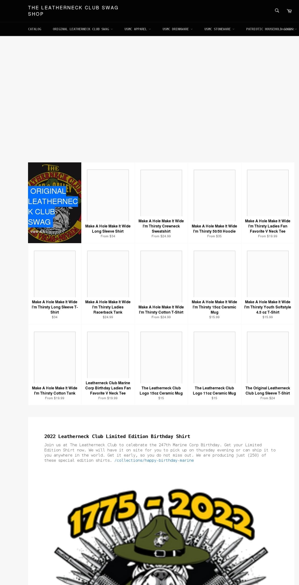 theleatherneckclubstore.com shopify website screenshot