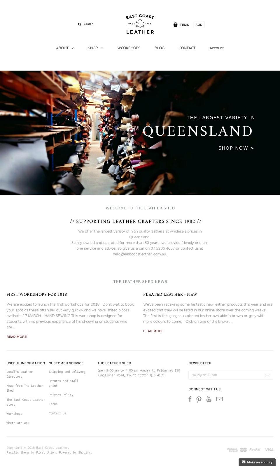 theleathershed.com — Shopify storefront screenshot