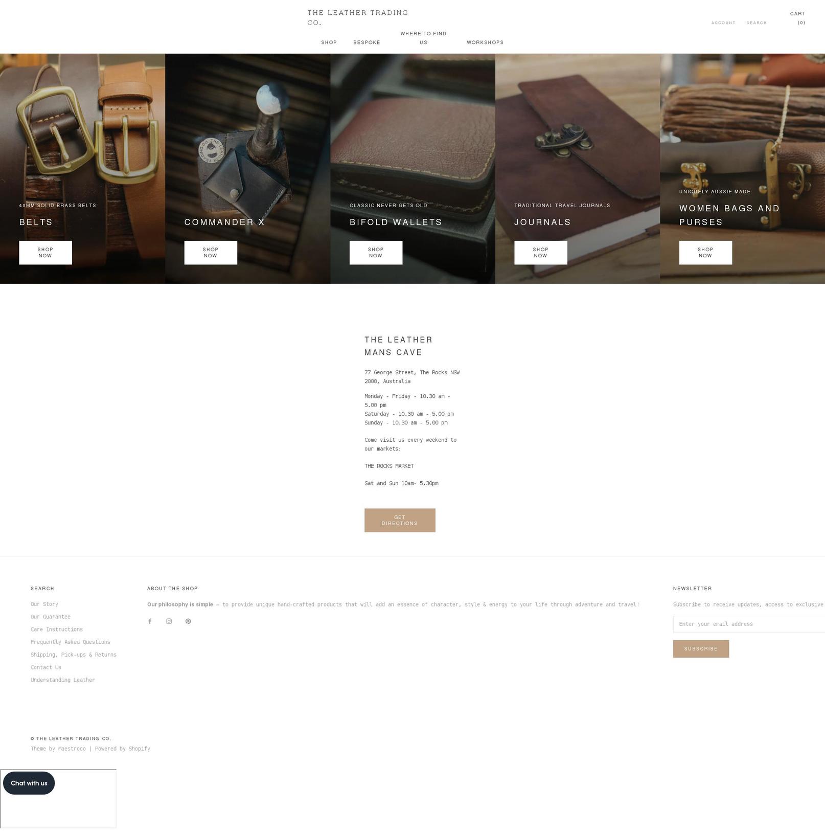 theleathertradingco.com shopify website screenshot