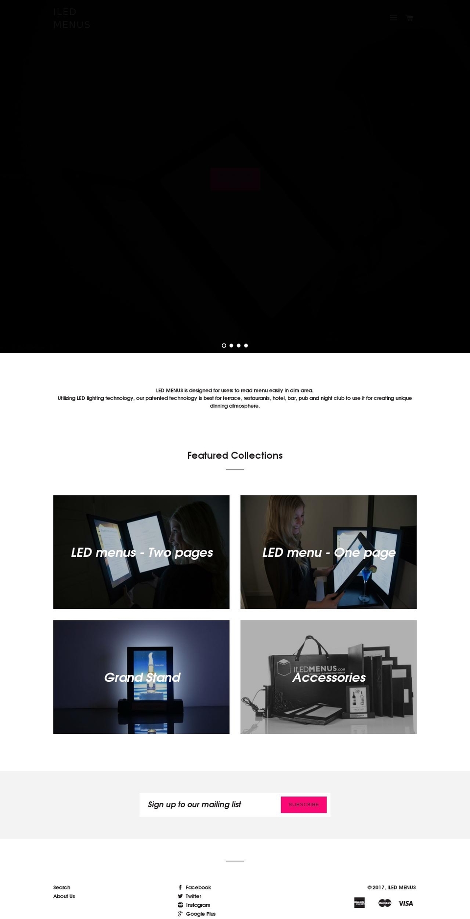 theledmenus.com shopify website screenshot