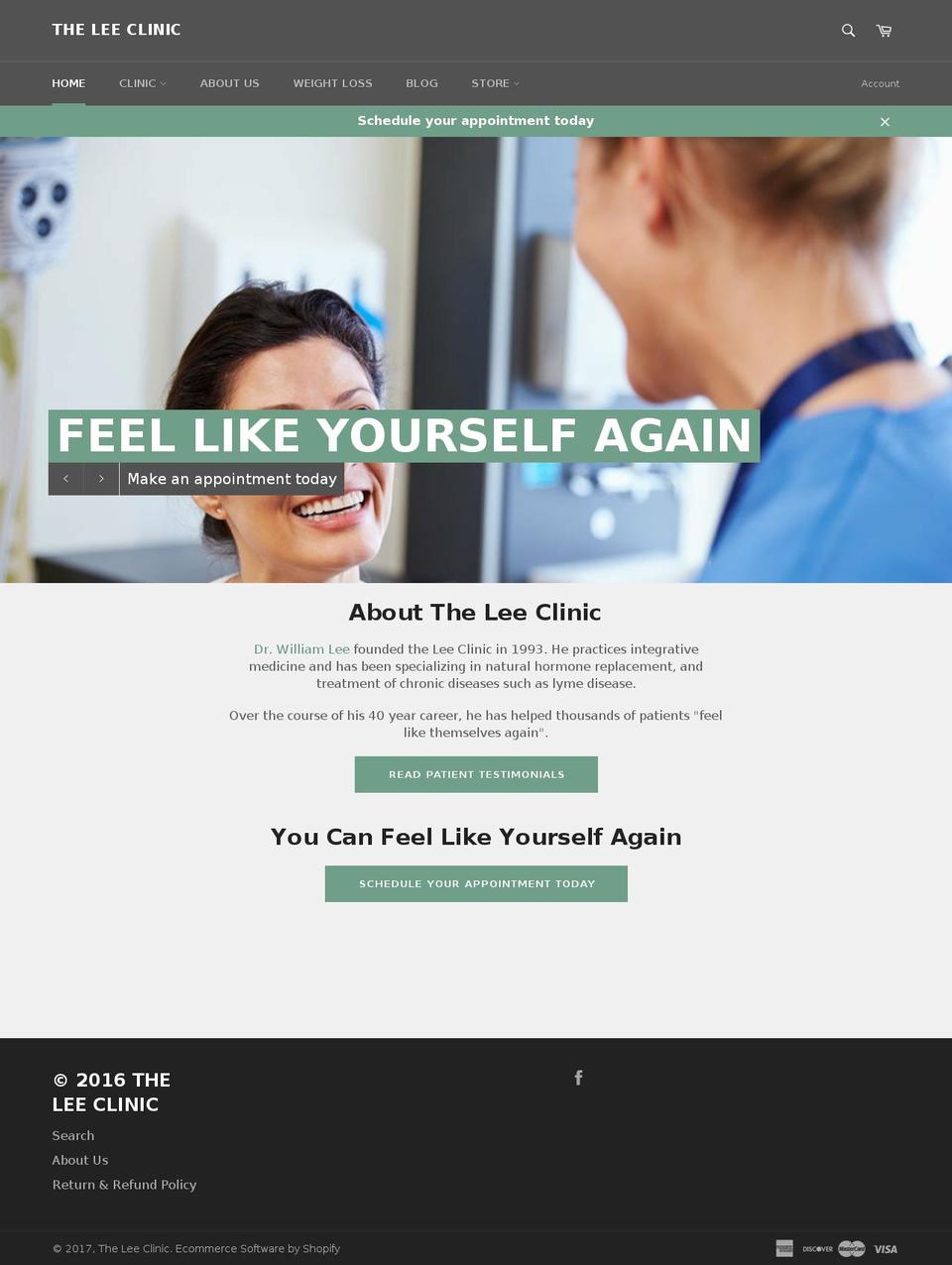 Envy Shopify theme site example theleeclinic.com