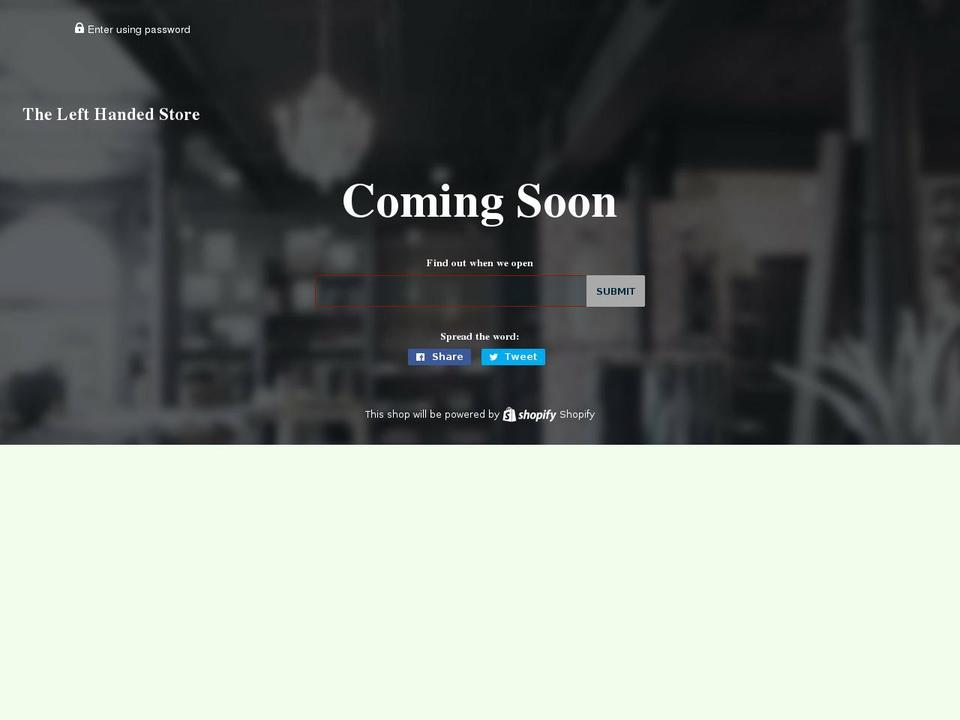 thelefthandedstore.com — Shopify storefront screenshot