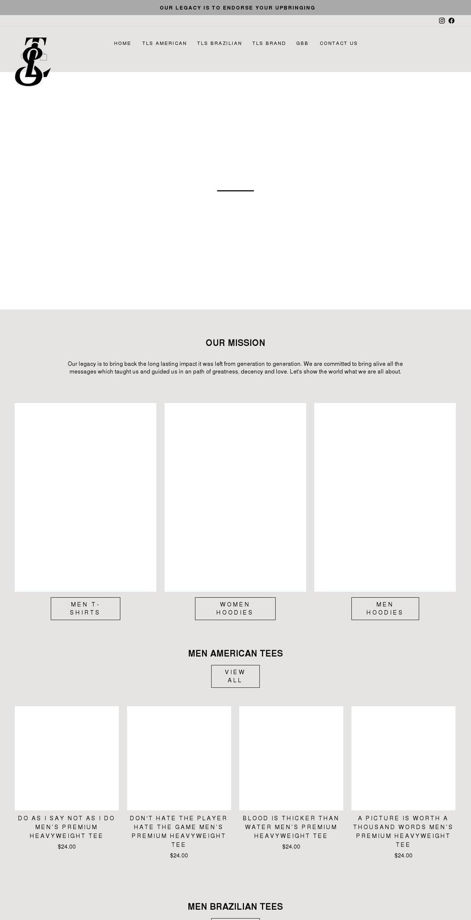 thelegacyshirts.com shopify website screenshot