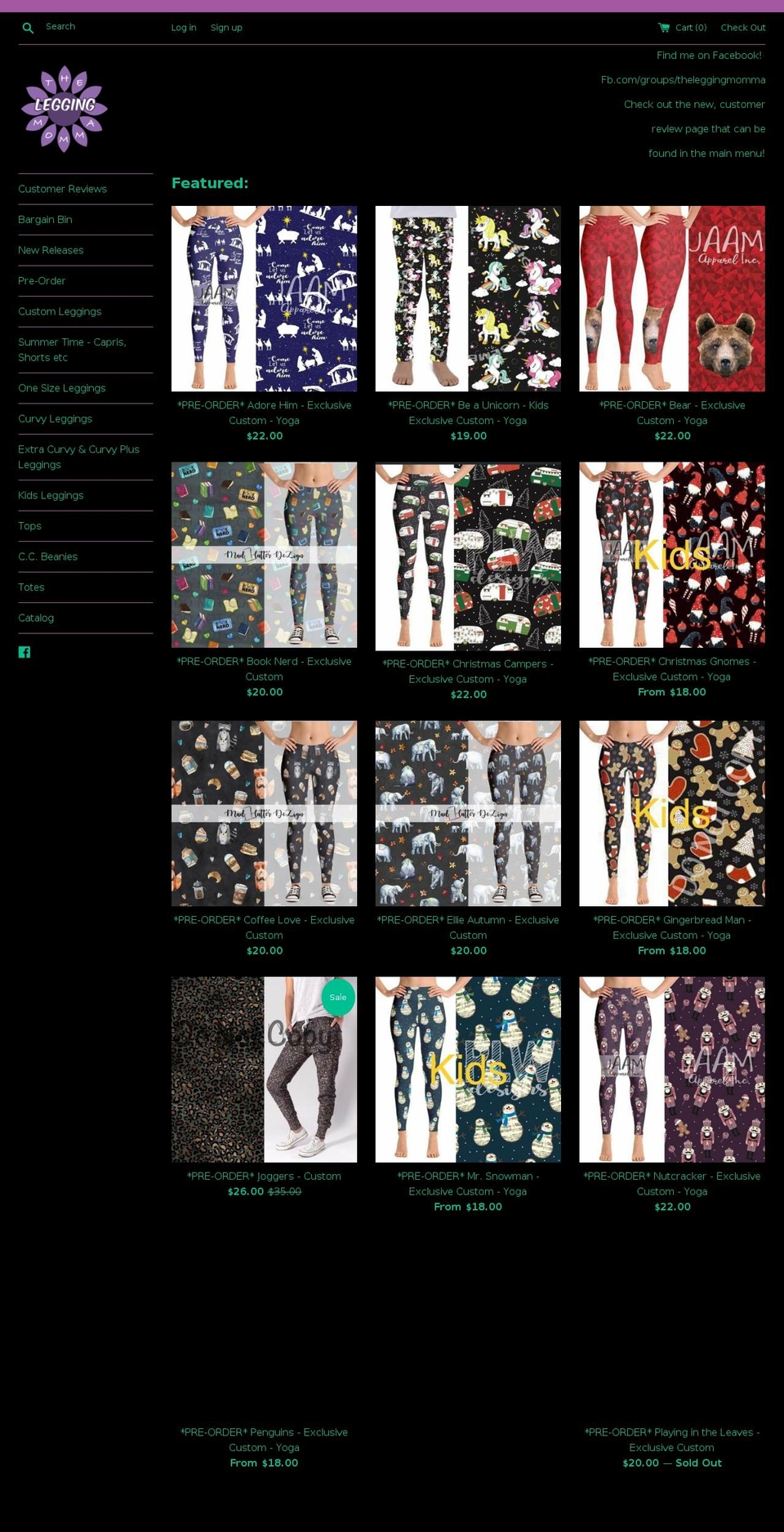 theleggingmomma.com — Shopify storefront screenshot