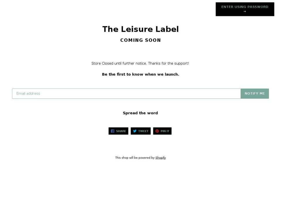 theleisurelabel.com shopify website screenshot