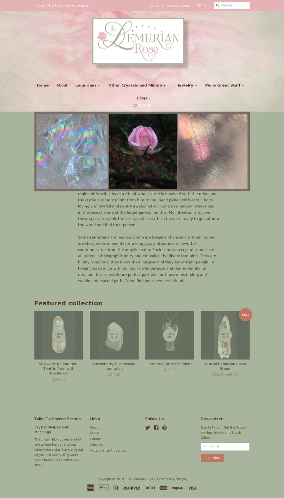 thelemurianrose.com — Shopify storefront screenshot