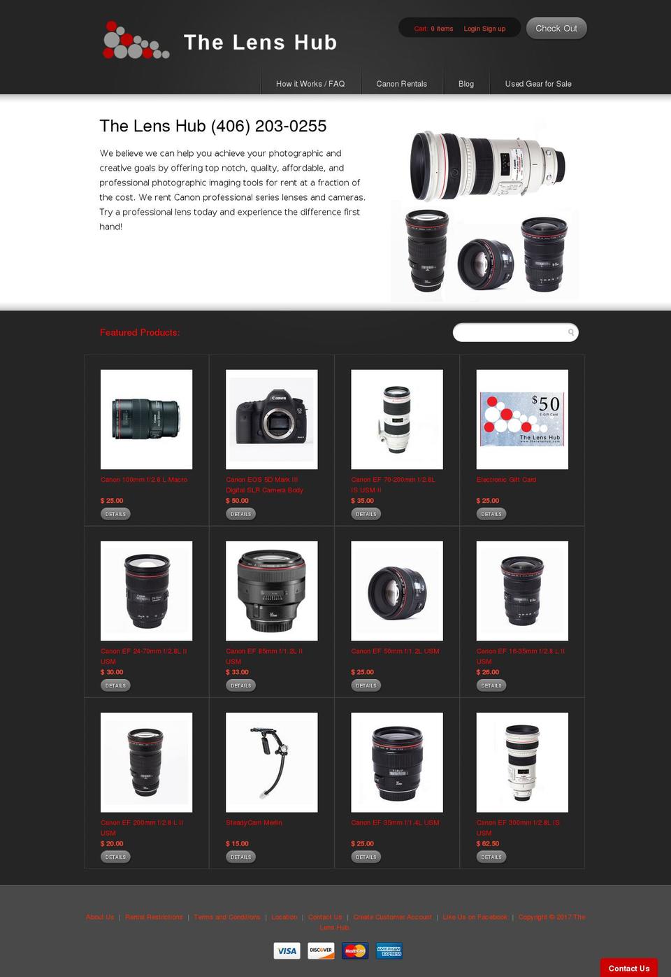 thelenshub.com shopify website screenshot