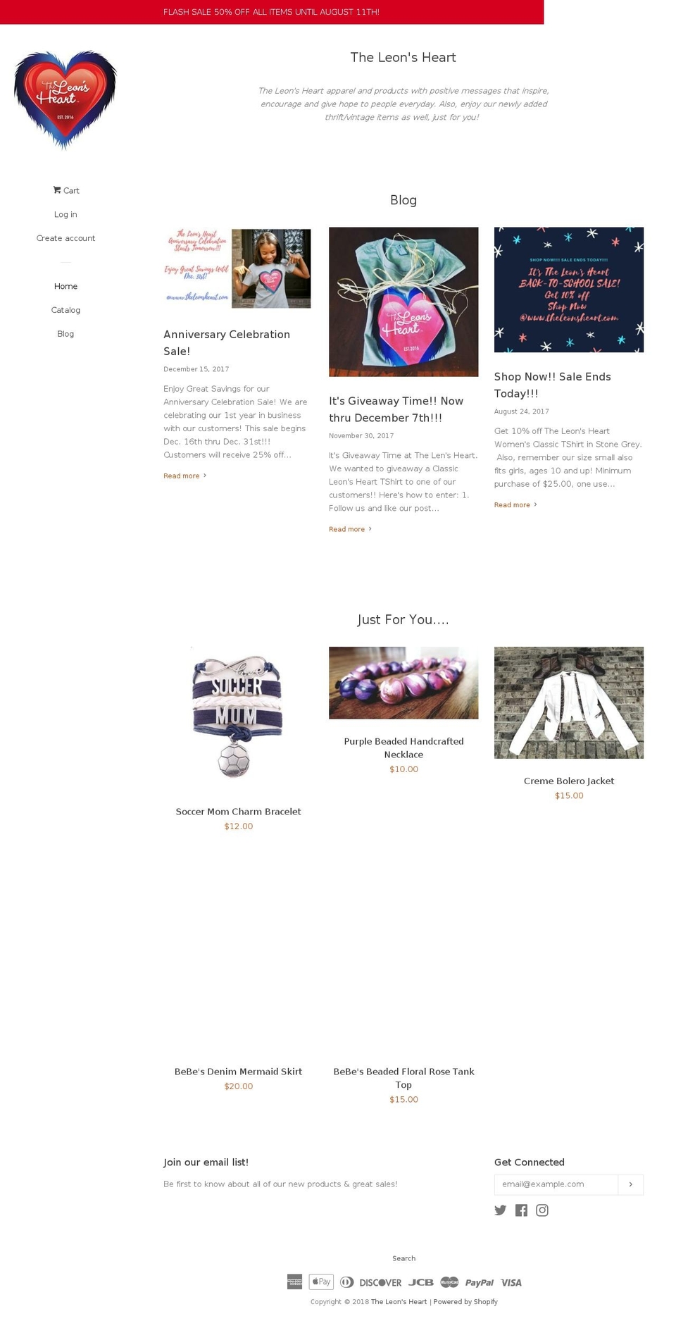 theleonsheart.com shopify website screenshot