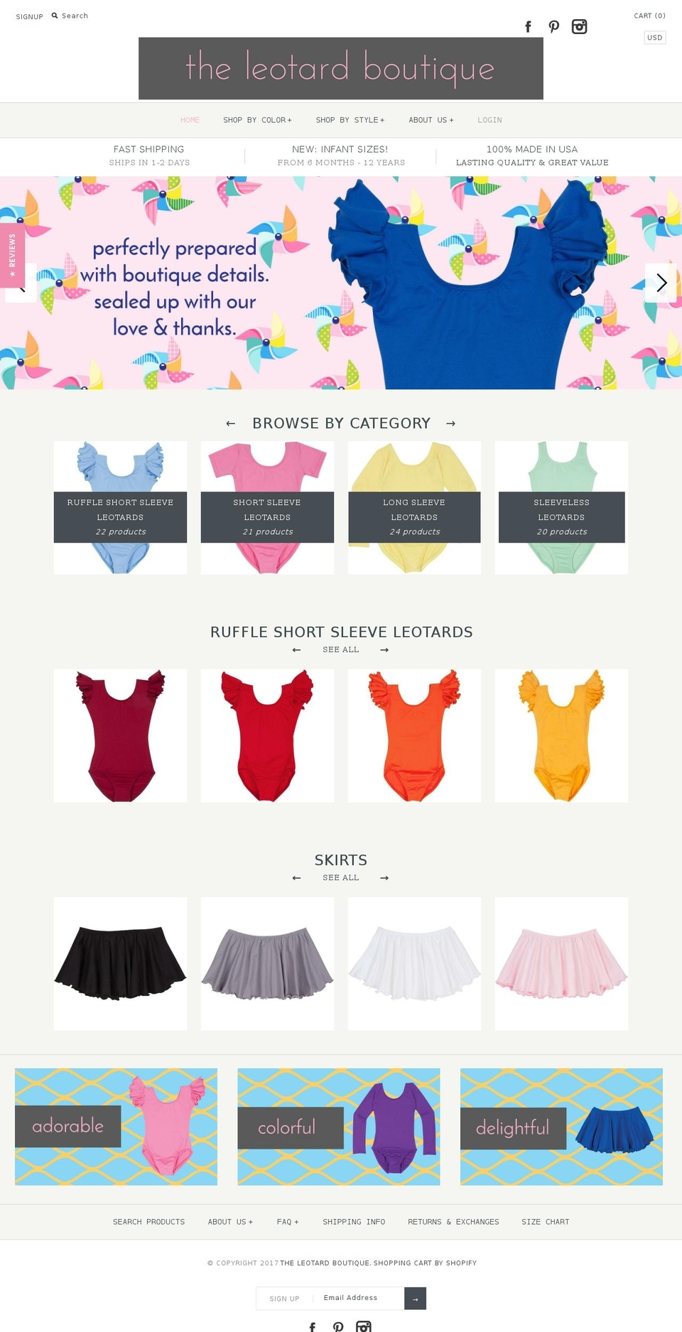 theleotardboutique.com shopify website screenshot