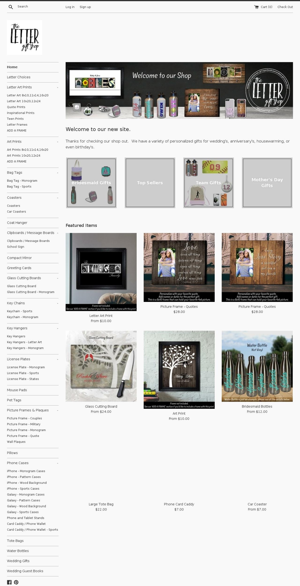 thelettergiftshop.com shopify website screenshot