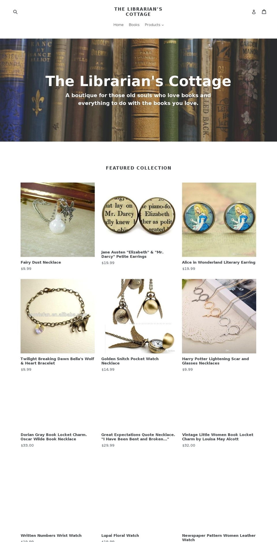 thelibrarianscottage.com — Shopify storefront screenshot
