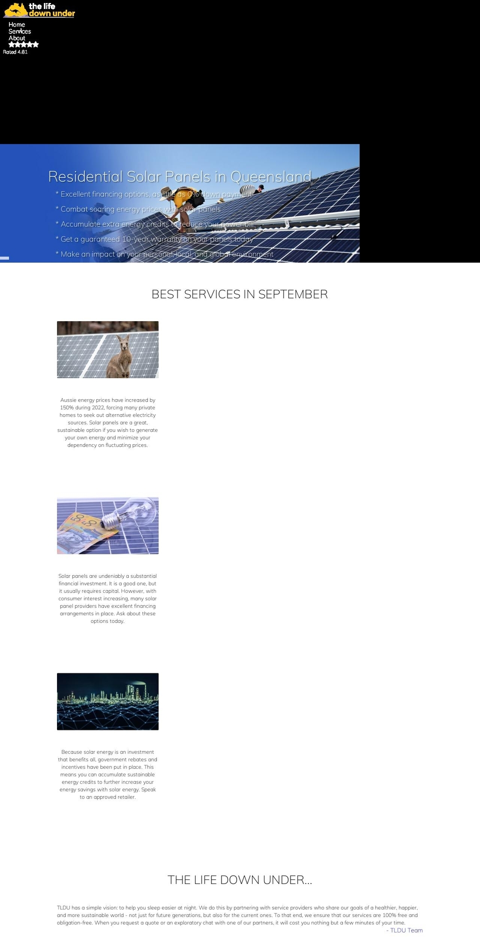 thelifedownunder.com — Shopify storefront screenshot