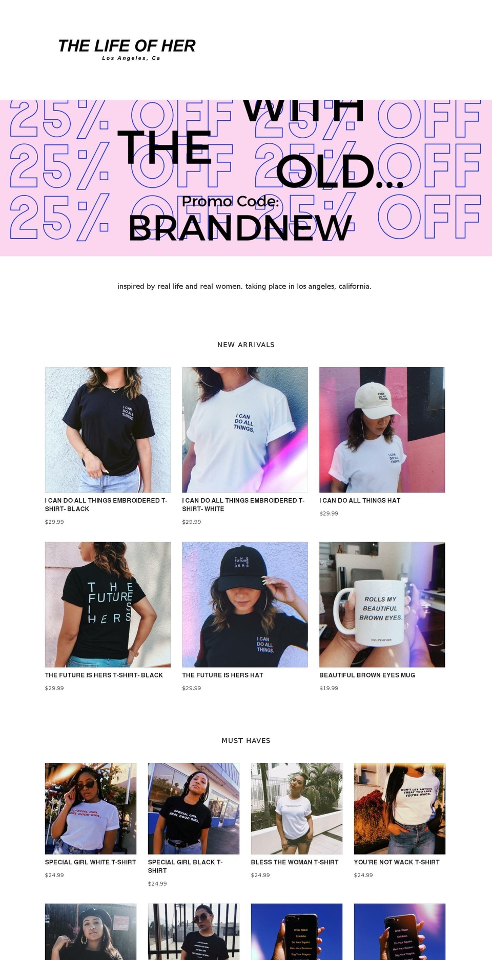 thelifeofher.com shopify website screenshot
