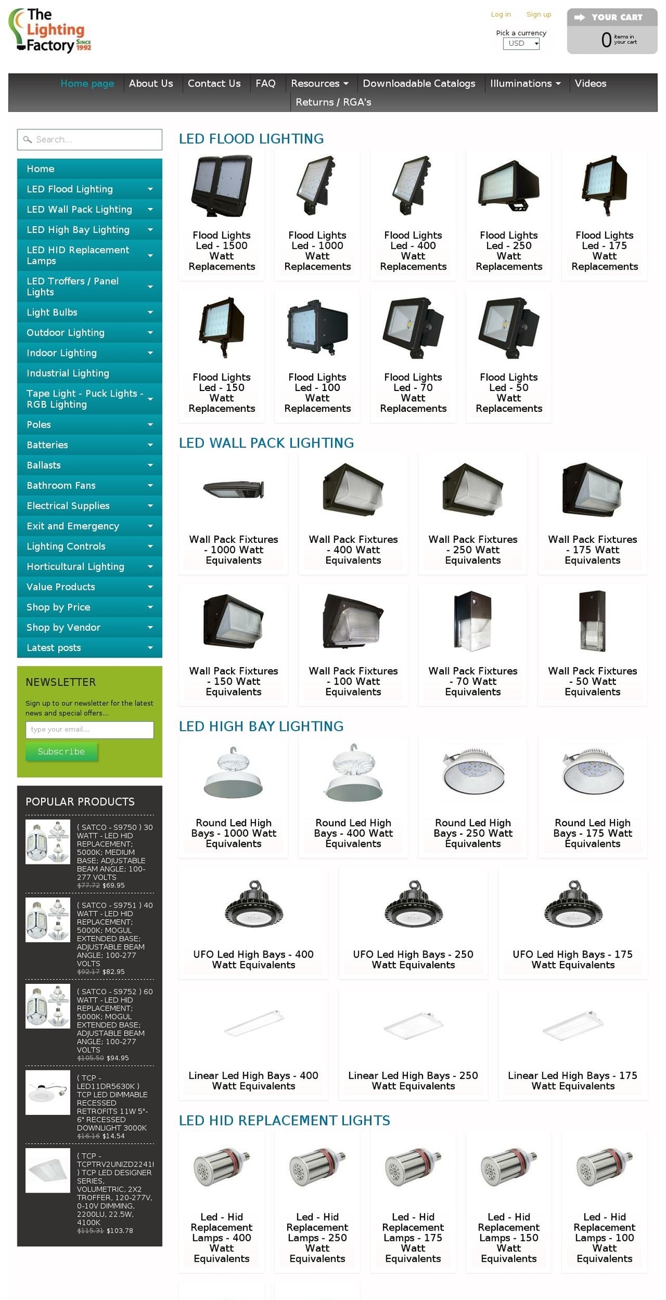 thelightingfactory.com shopify website screenshot