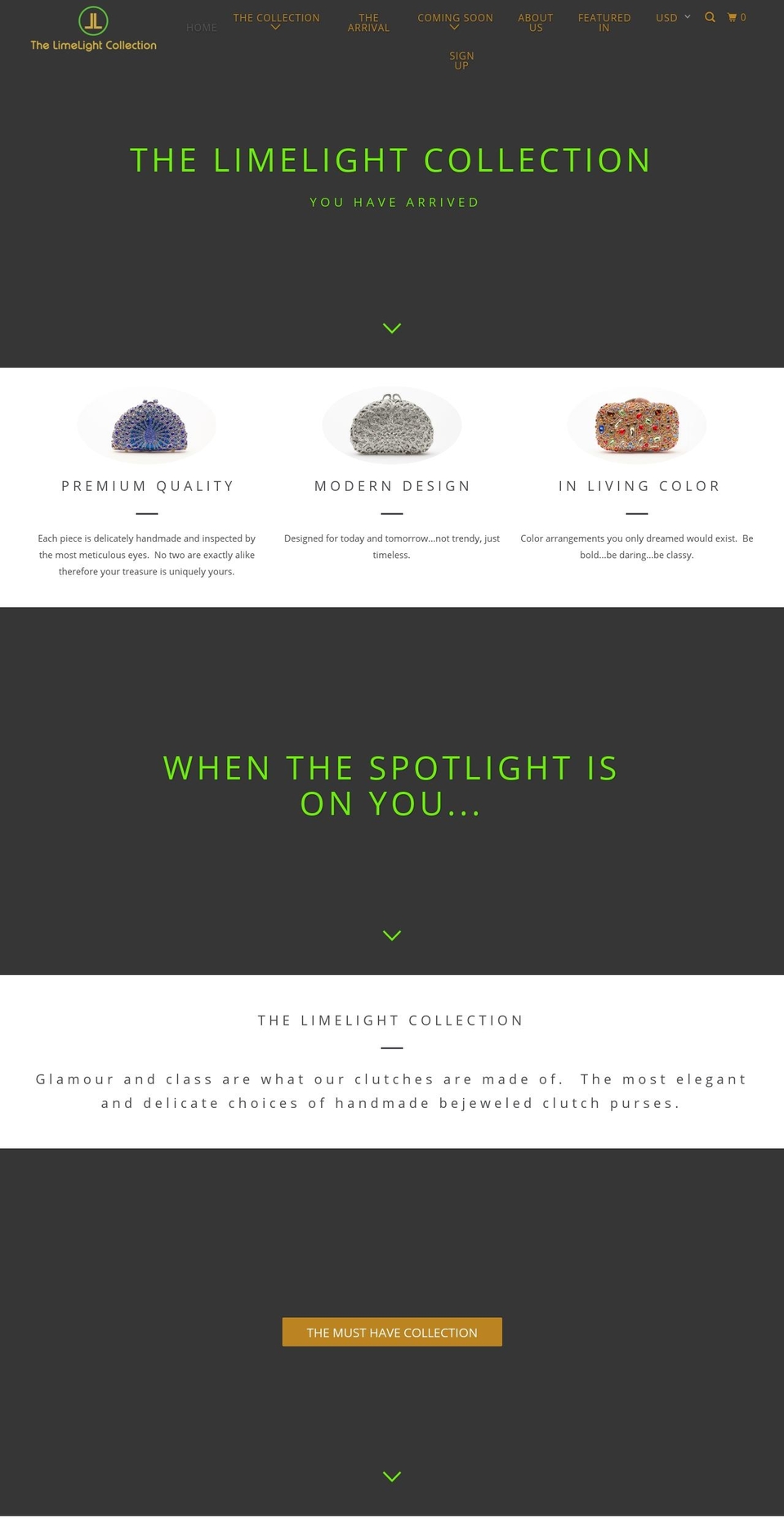 thelimelightcollection.net shopify website screenshot