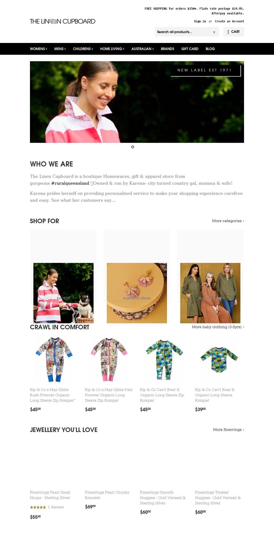 thelinencupboard.com.au shopify website screenshot