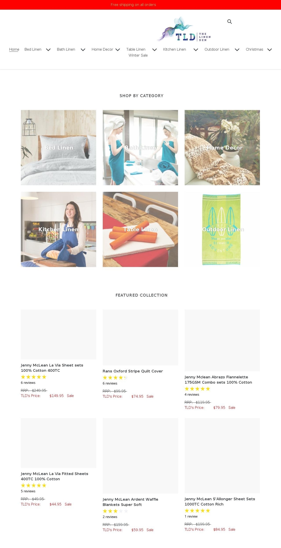 thelinenden.com.au shopify website screenshot
