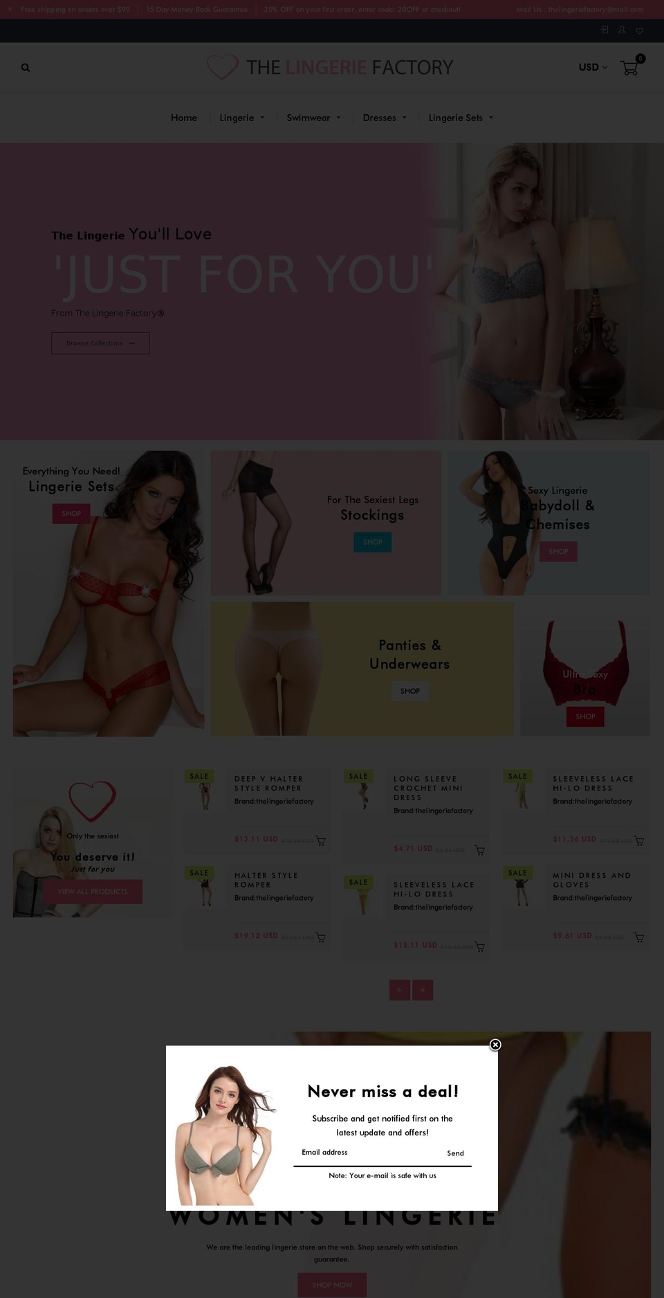 Lingerie Shopify theme site example thelingeriefactory.com