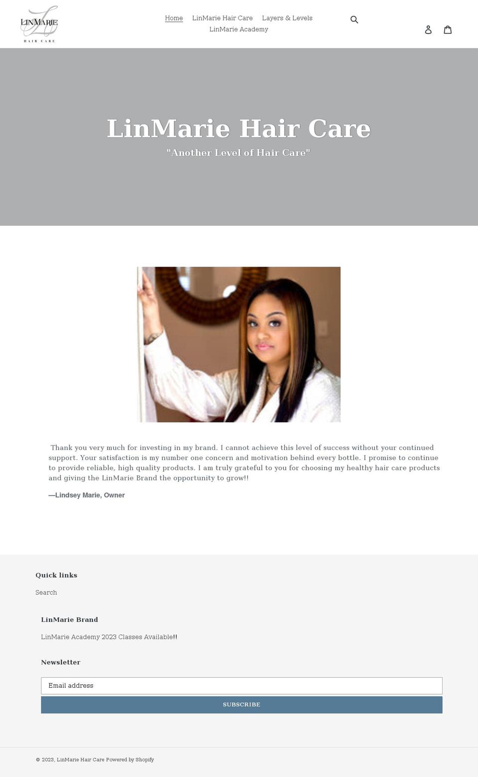 thelinmariebrand.com shopify website screenshot