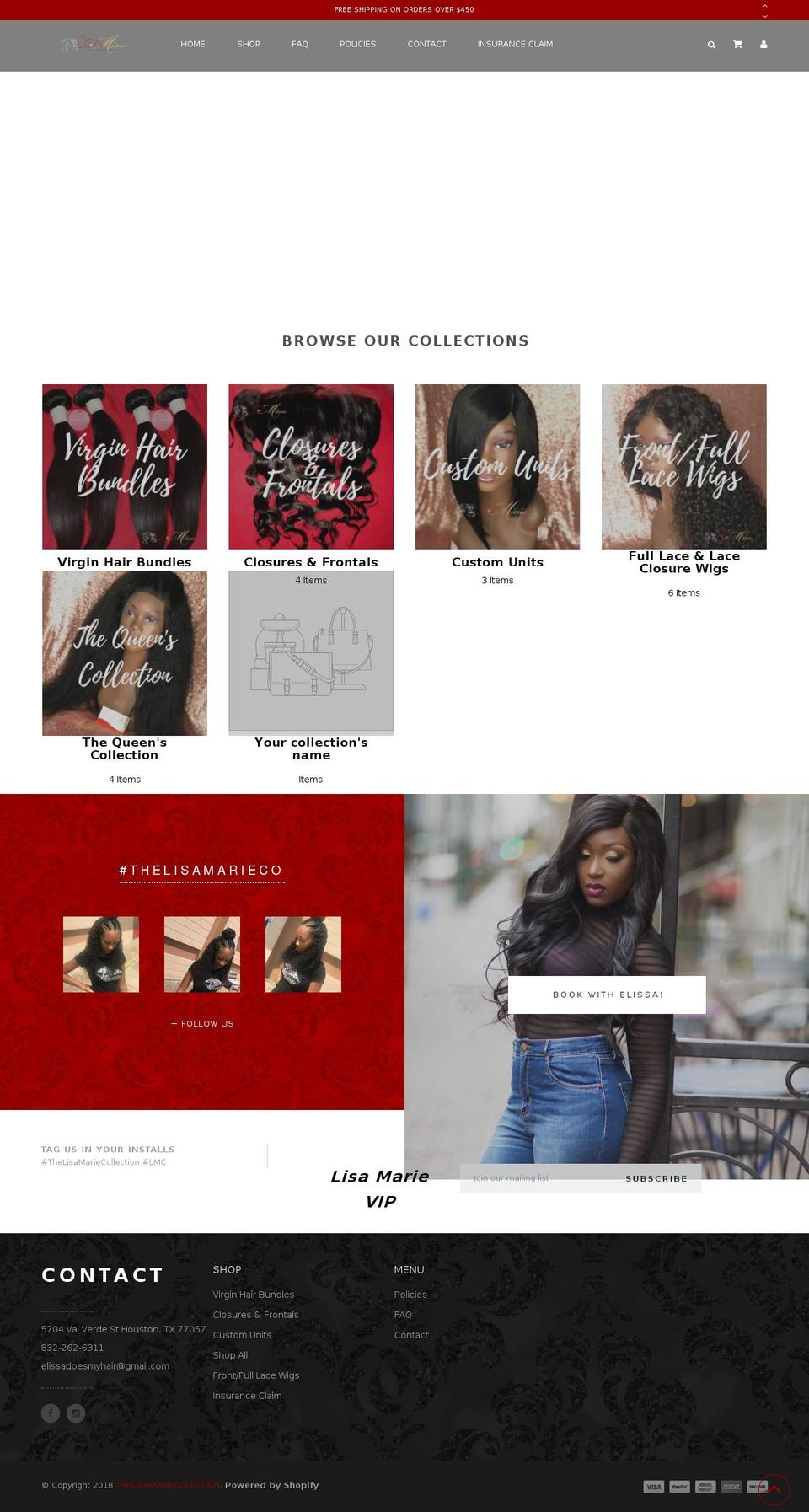 thelisamariecollection.net shopify website screenshot