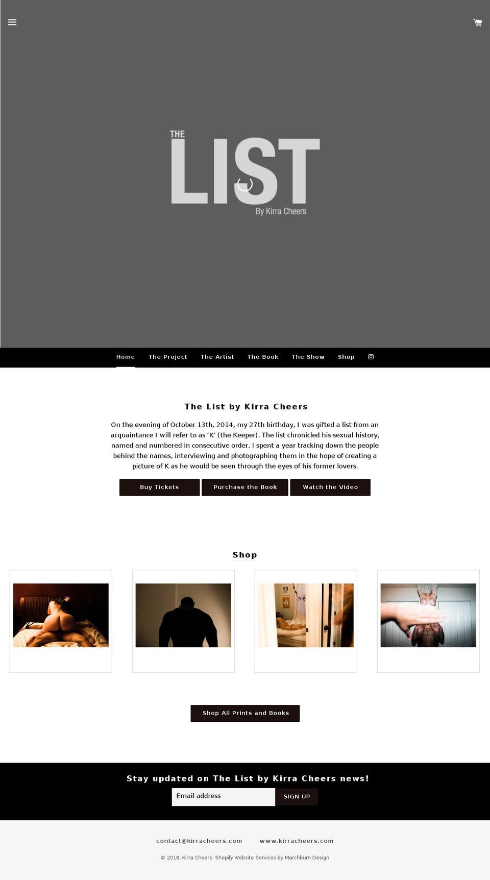thelistbykirracheers.com — Shopify storefront screenshot