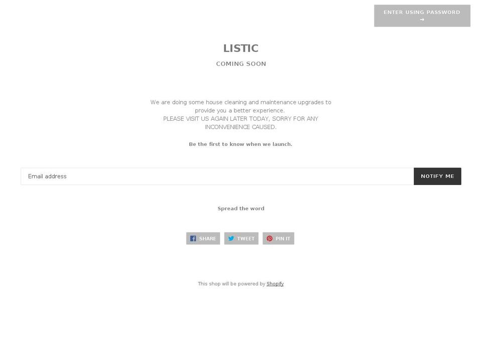 thelistic.com — Shopify storefront screenshot