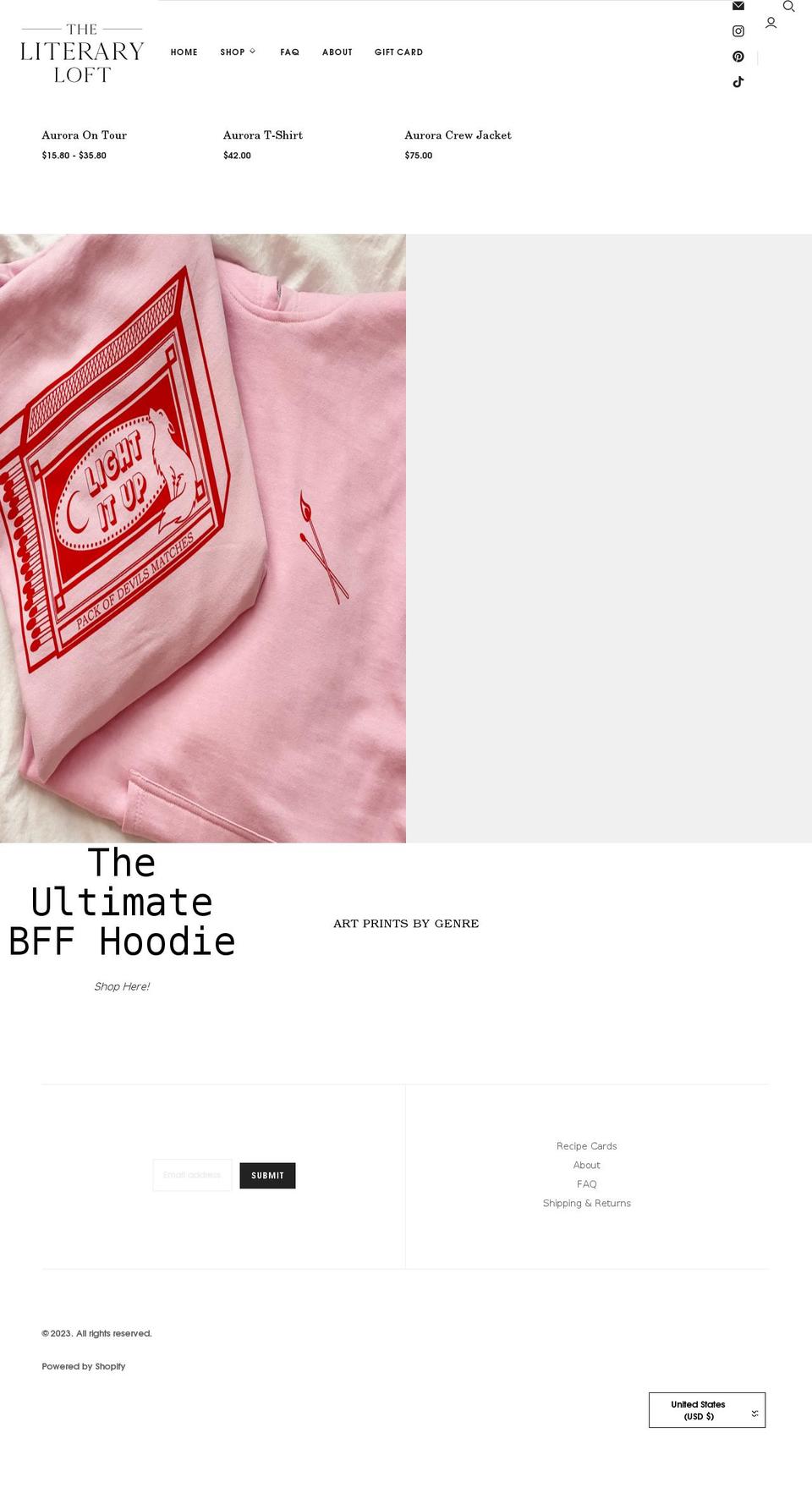 theliteraryloft.com shopify website screenshot