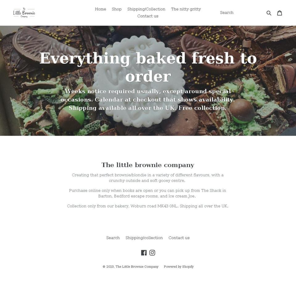 thelittlebrowniecompany.co.uk shopify website screenshot