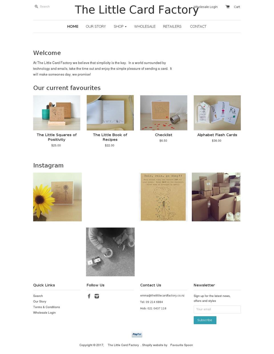 thelittlecardfactory.co.nz shopify website screenshot