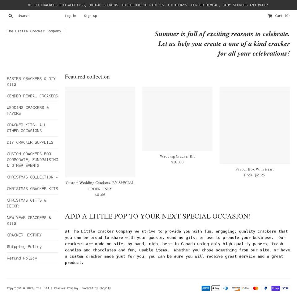 thelittlecrackercompany.com — Shopify storefront screenshot