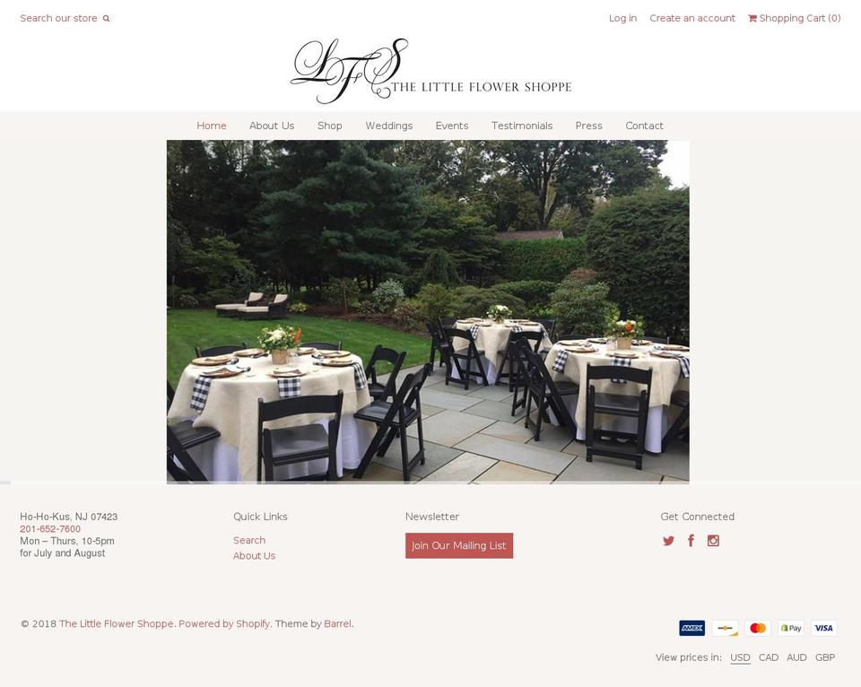 thelittleflowershoppe.net shopify website screenshot