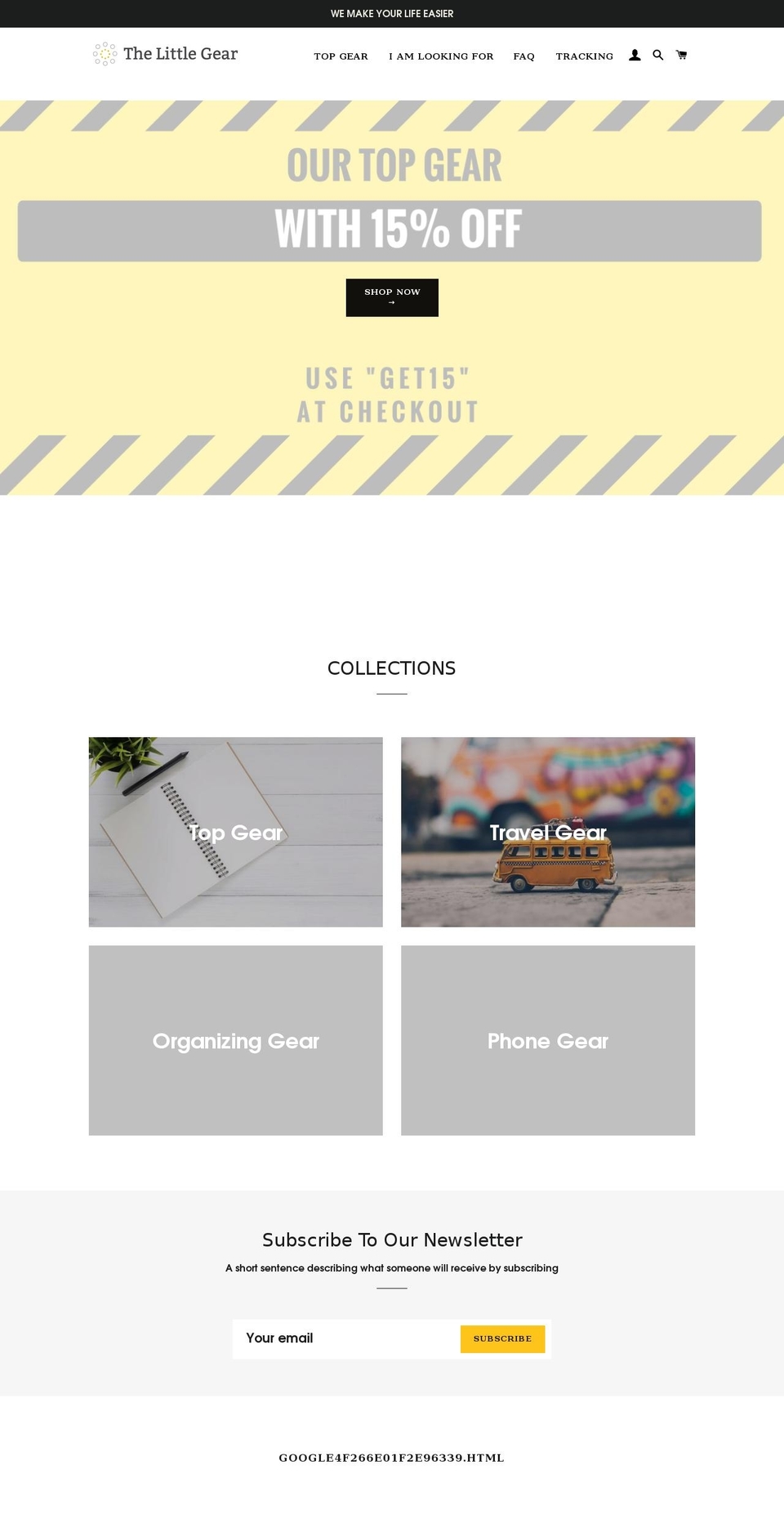 thelittlegear.com — Shopify storefront screenshot