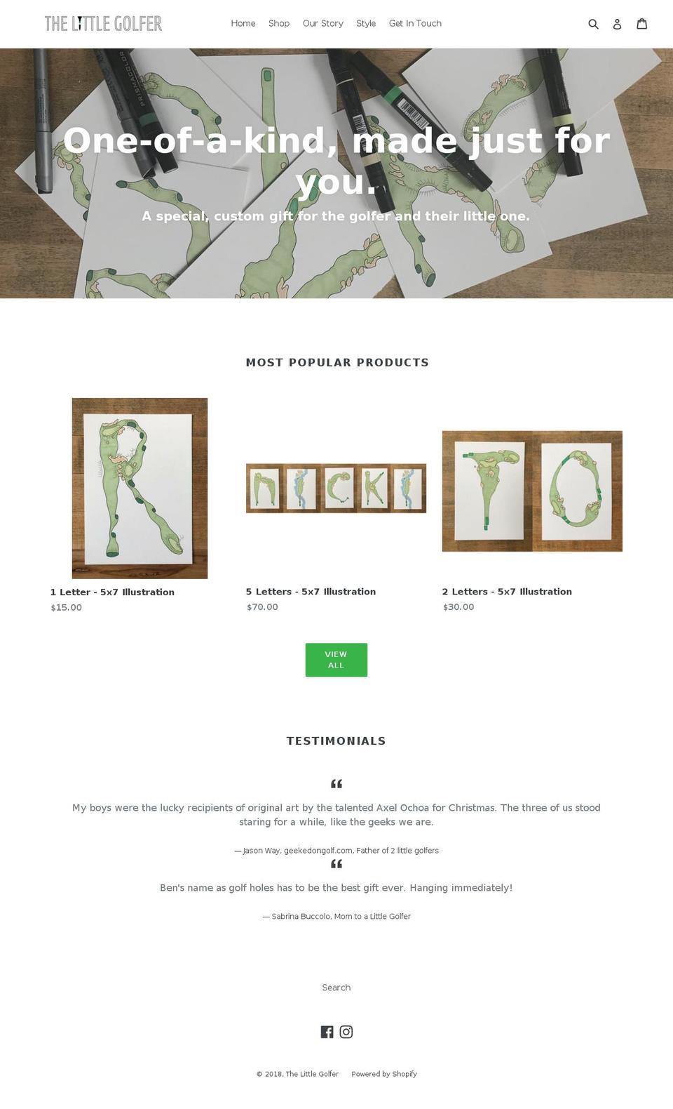 thelittlegolfer.com — Shopify storefront screenshot