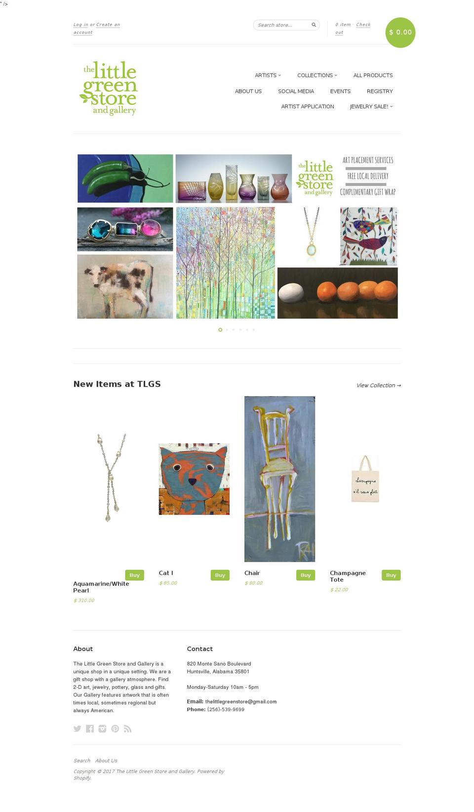 thelittlegreenstoreonmontesano.com shopify website screenshot