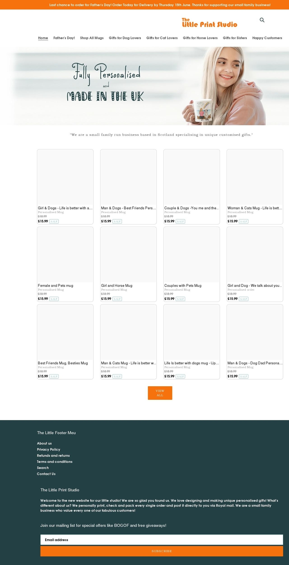 thelittleprintstudio.co.uk shopify website screenshot
