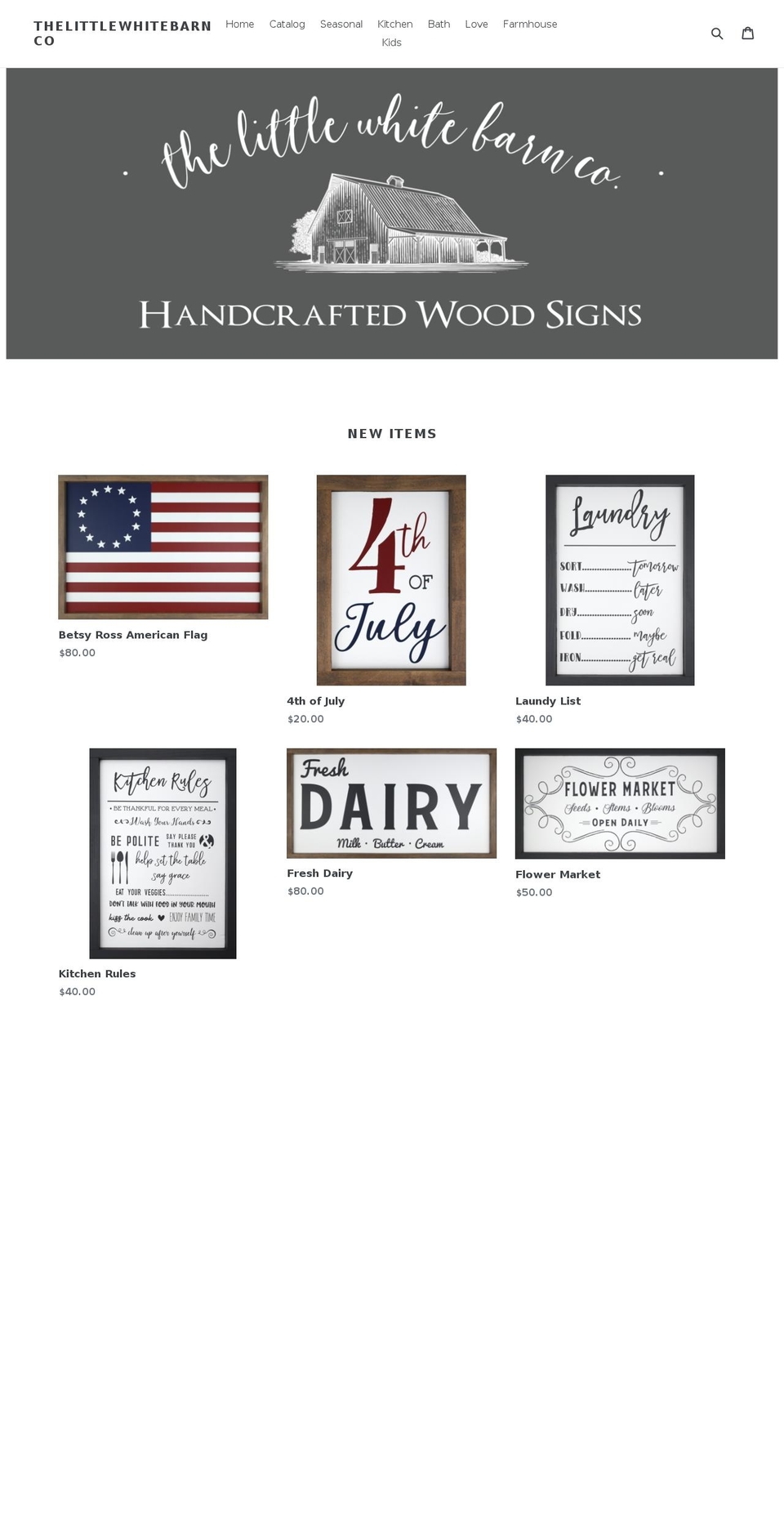 thelittlewhitebarnco.com shopify website screenshot