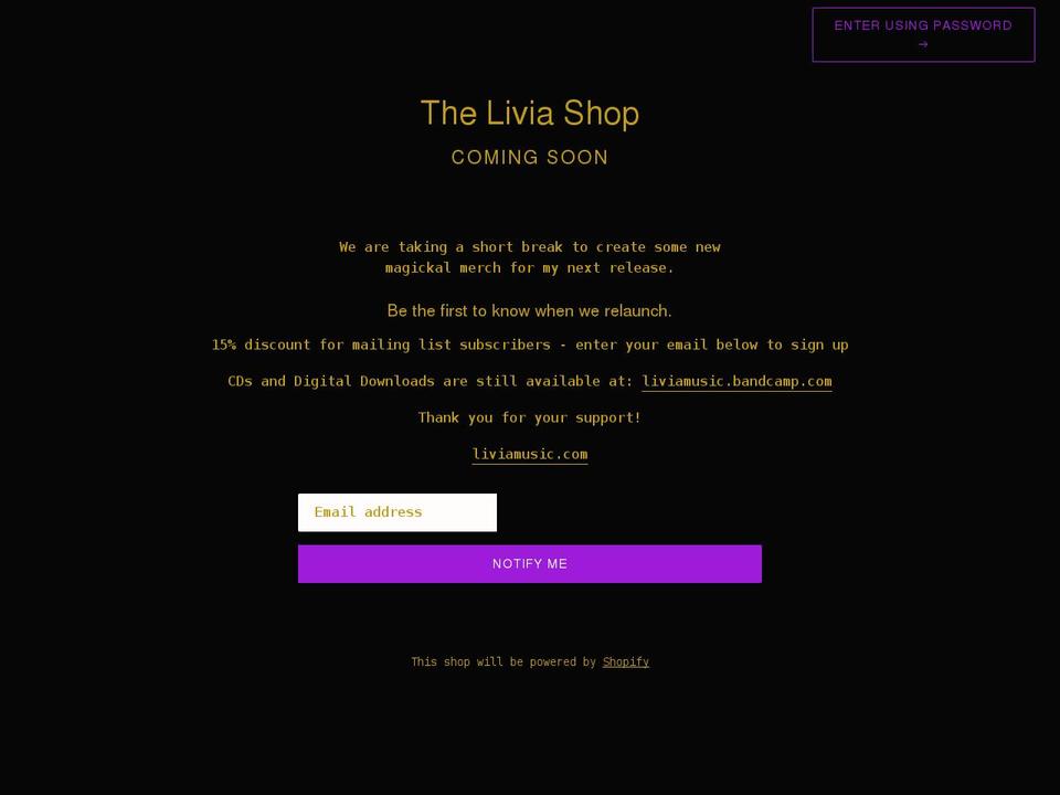 theliviashop.com shopify website screenshot