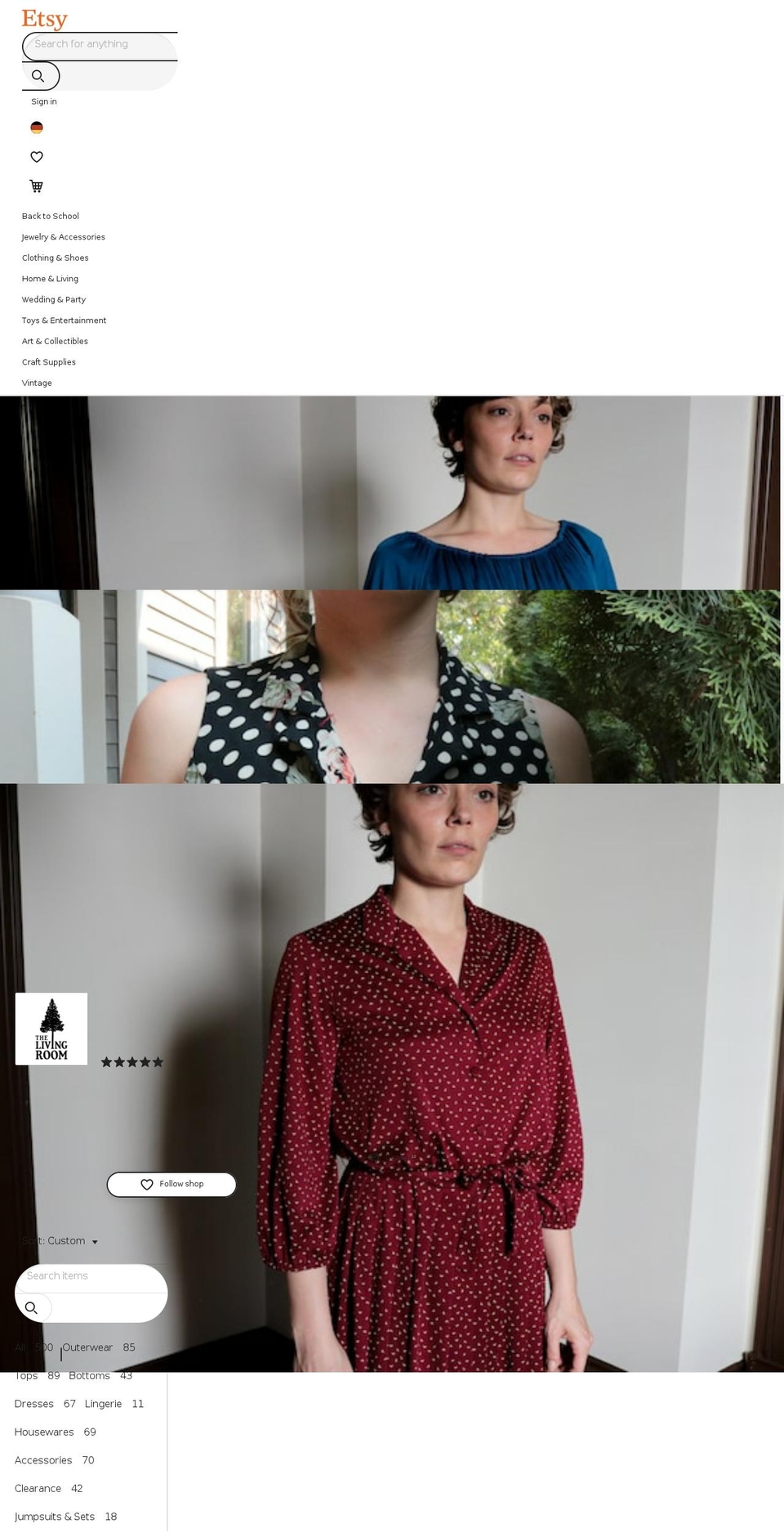 thelivingroomvintage.com — Shopify storefront screenshot