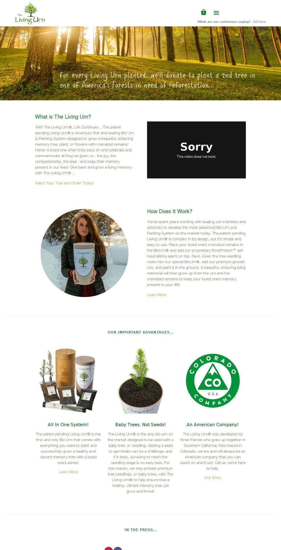 thelivingurn.com shopify website screenshot