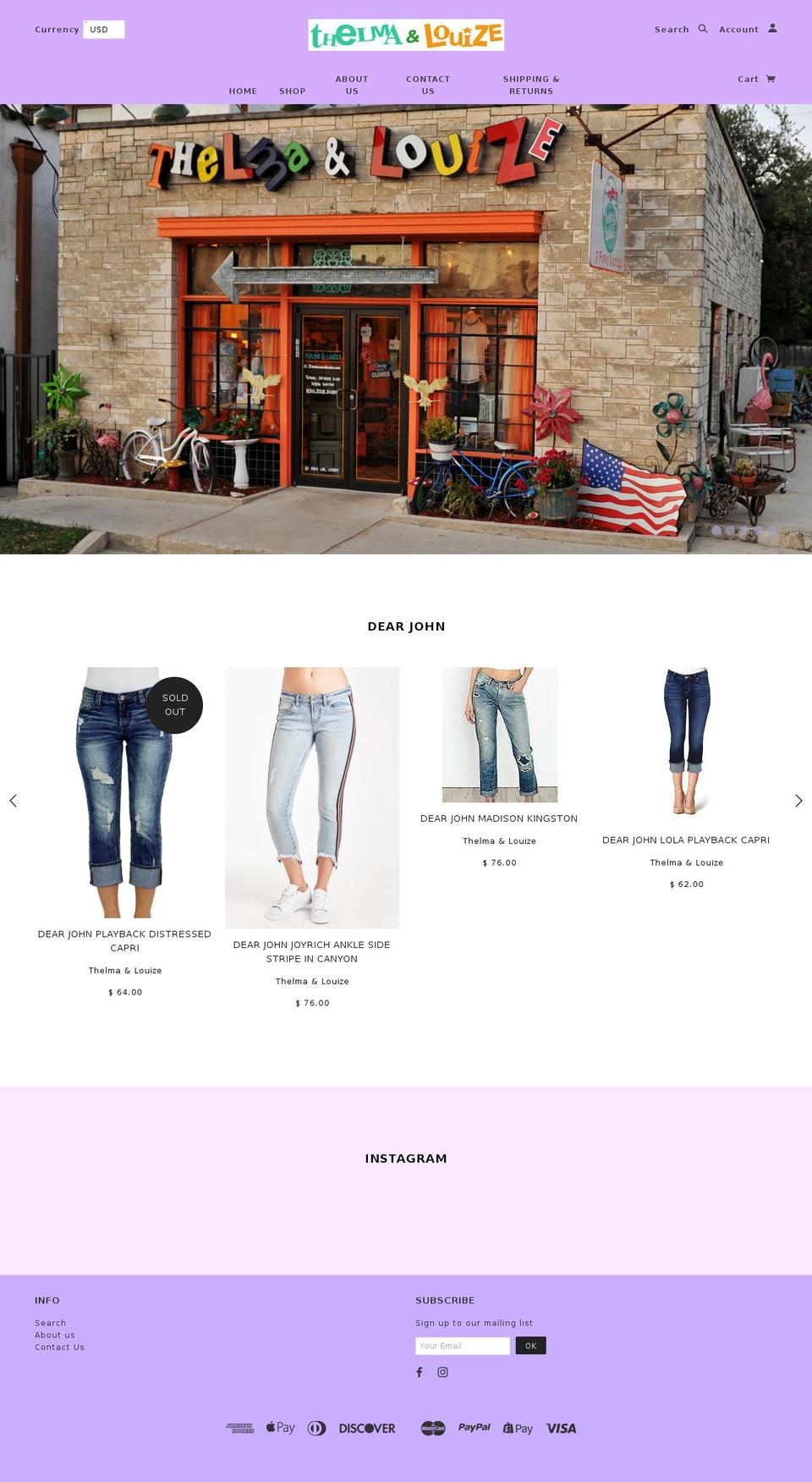 thelmaandlouizebandera.com shopify website screenshot