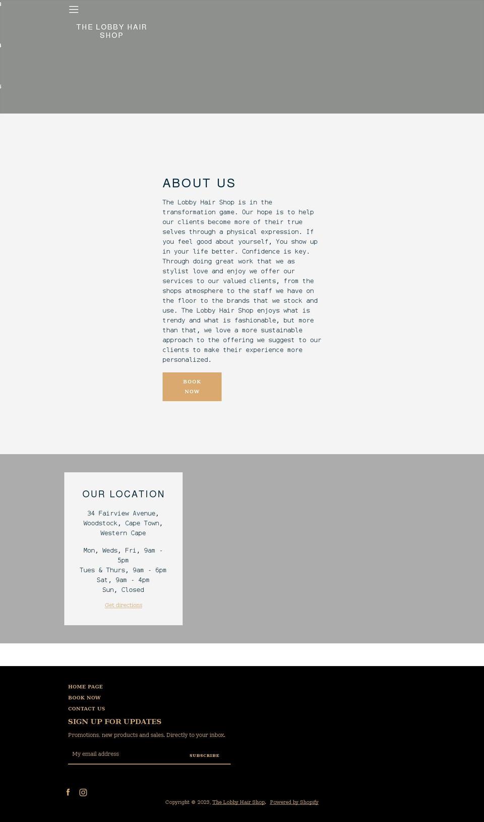 thelobby.co.za shopify website screenshot