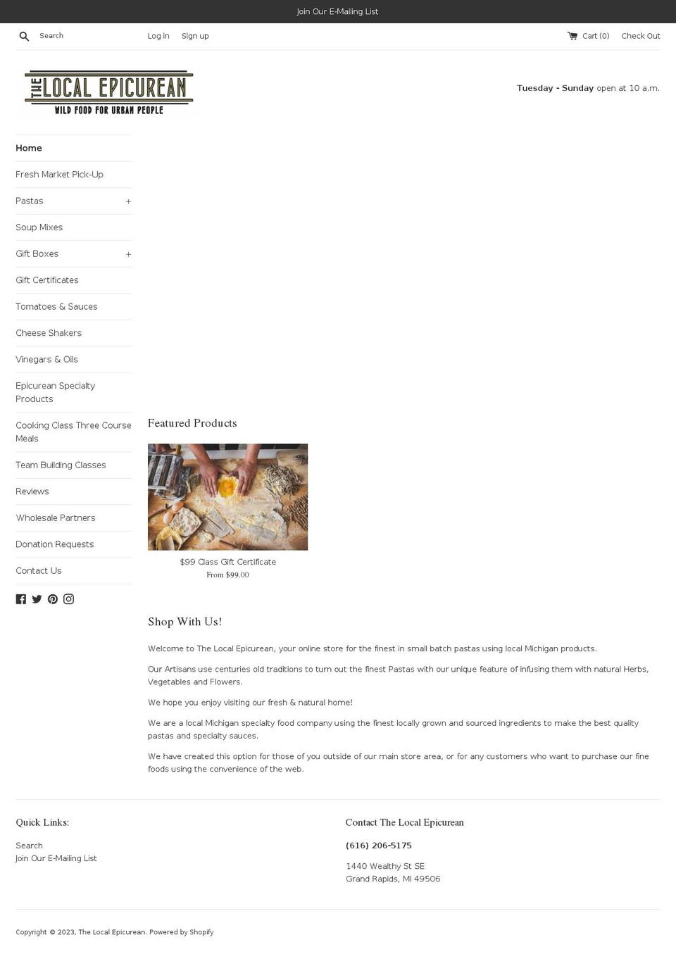 thelocalepicurean.com — Shopify storefront screenshot