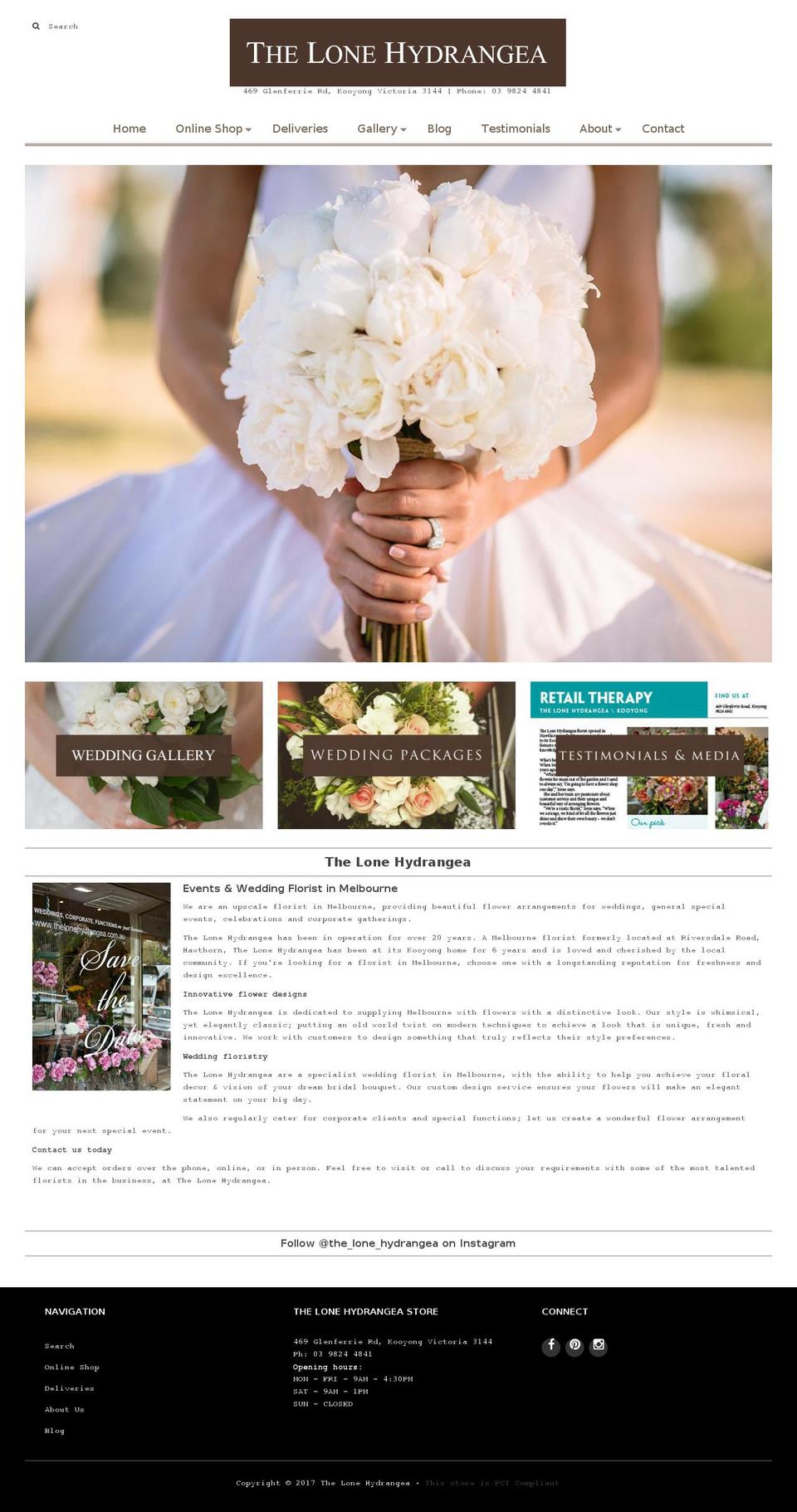 thelonehydrangea.com shopify website screenshot