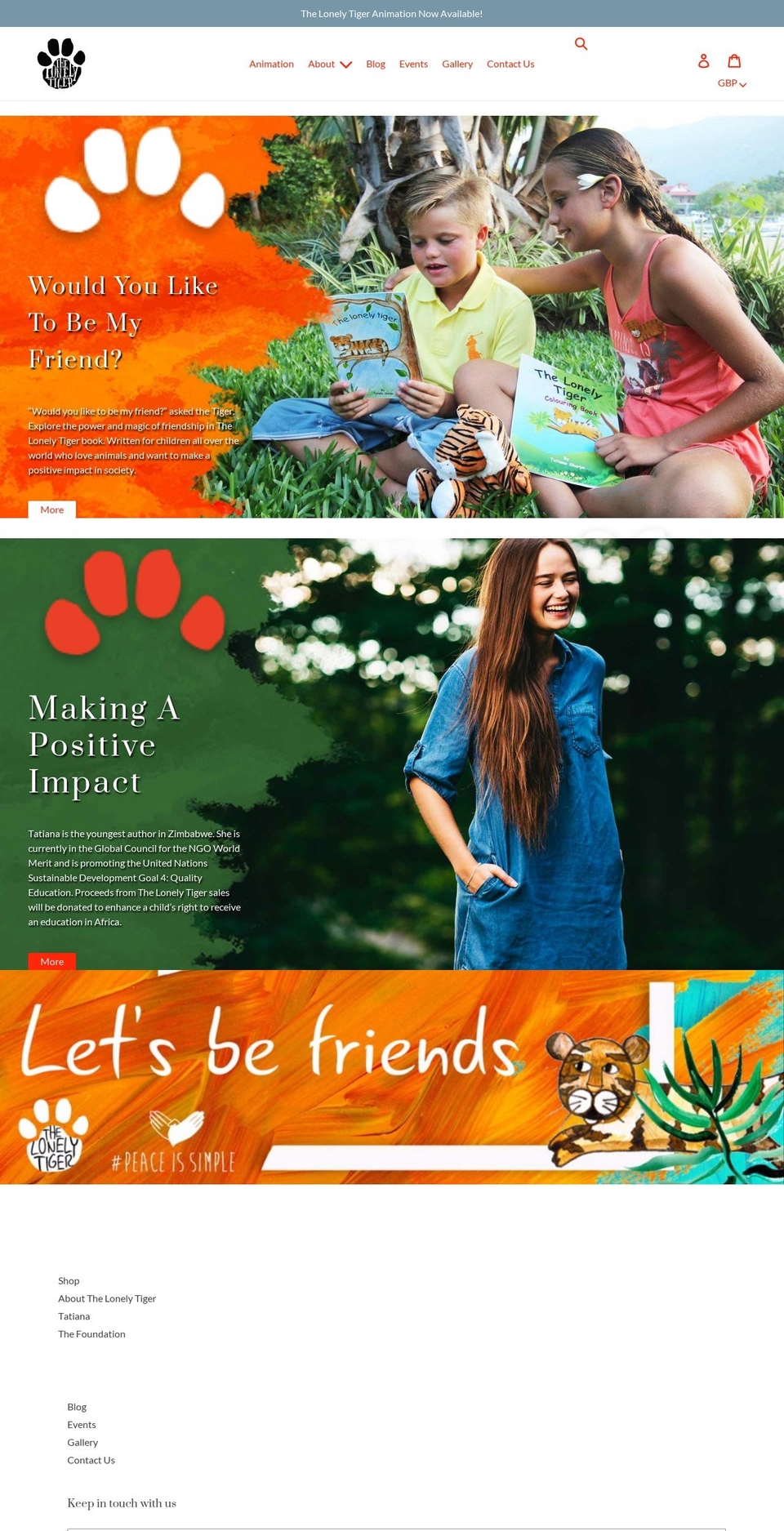 thelonelytiger.com shopify website screenshot