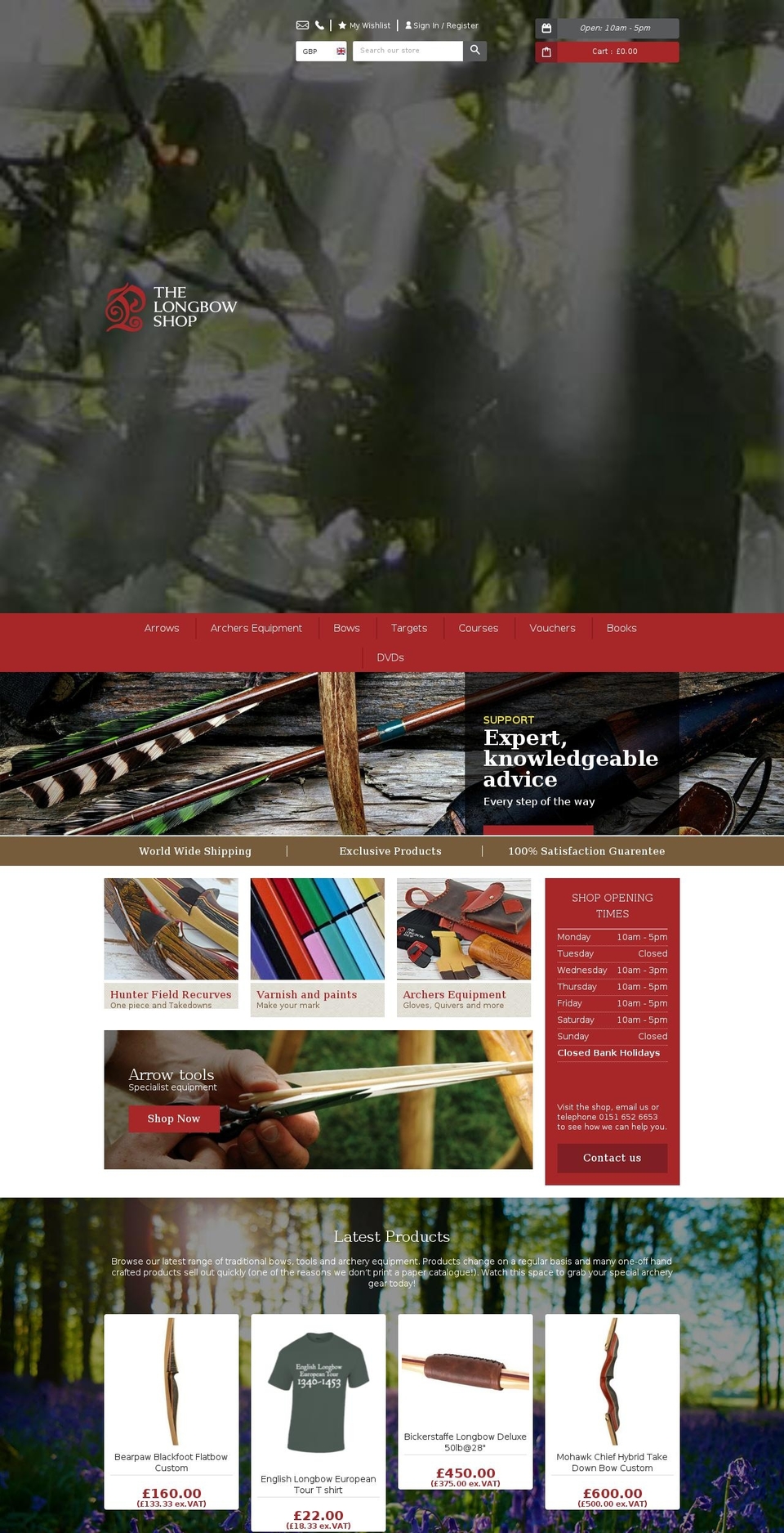 thelongbowshop.com shopify website screenshot