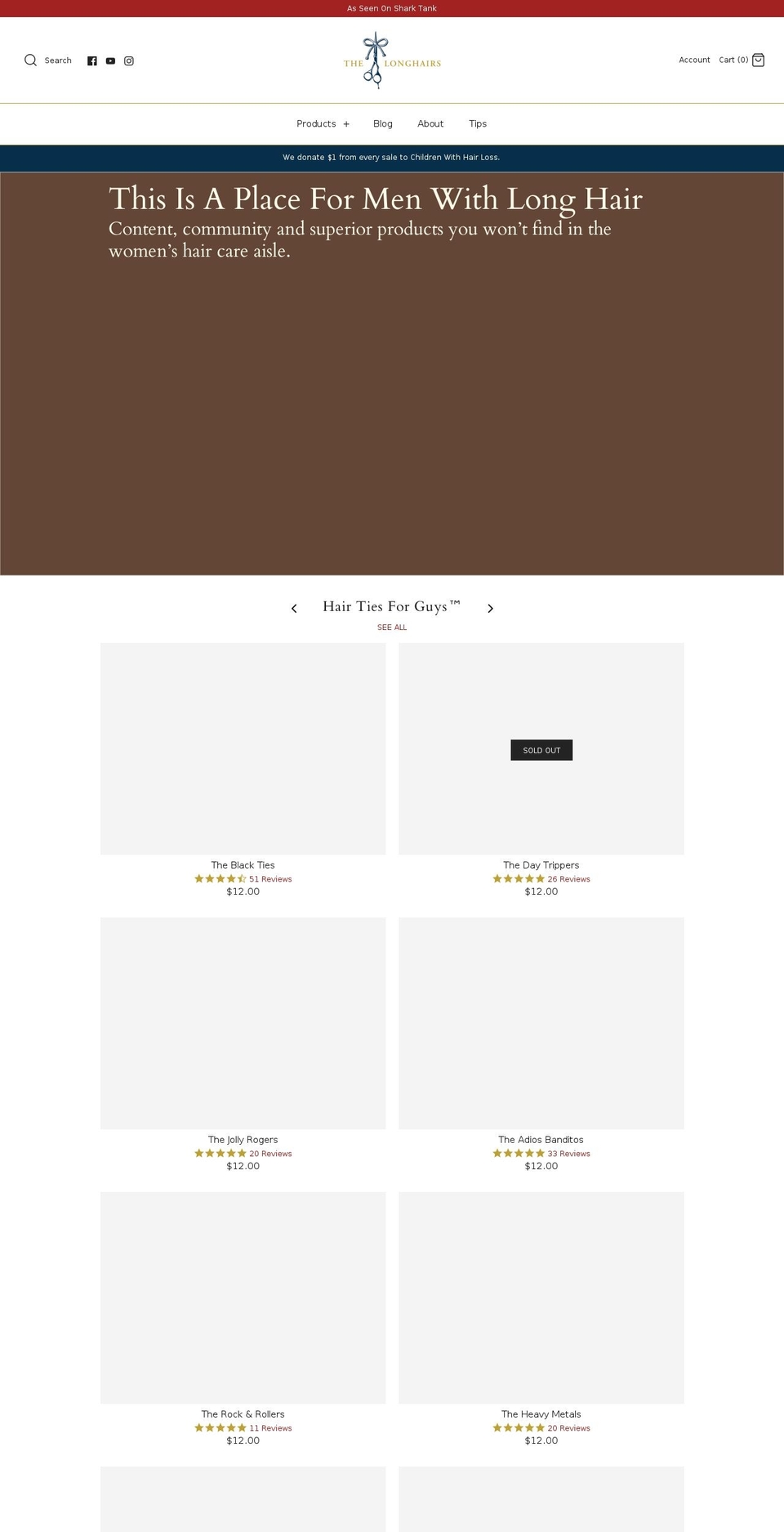 thelonghairs.com — Shopify storefront screenshot