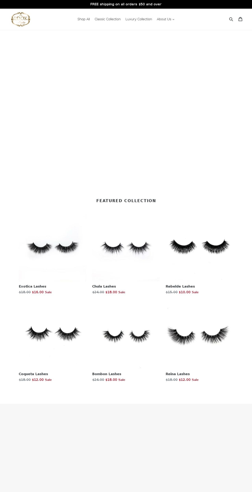thelooklashes.com — Shopify storefront screenshot