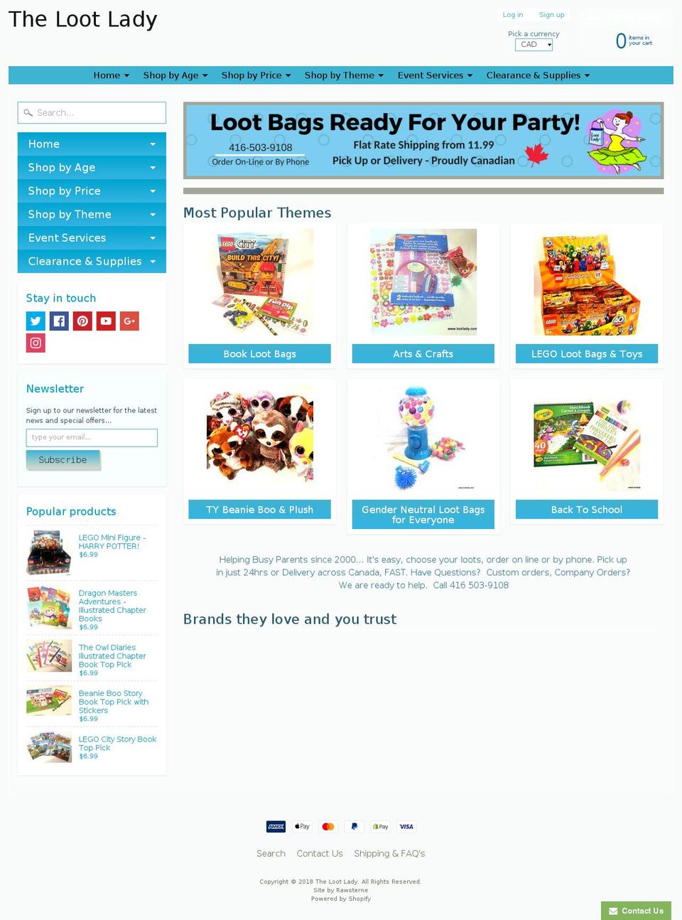 thelootbaglady.com — Shopify storefront screenshot